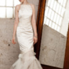 Abbarane Silk Satin, Tulle and French Gold lace Gown by Claire O&#039;Connor W @ Beloved Bridal image
